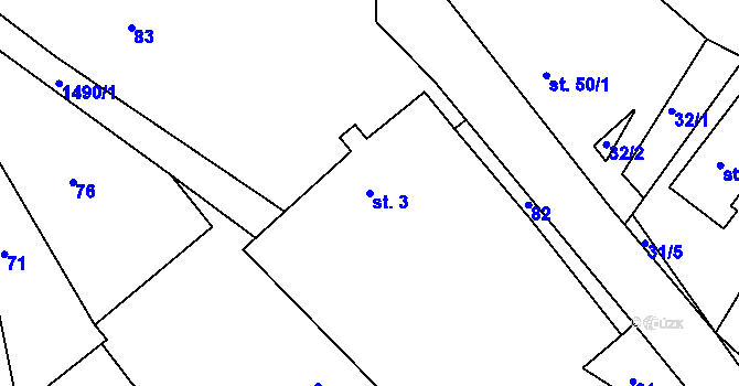 Parcela st. 3 v KÚ Čachotín, Katastrální mapa