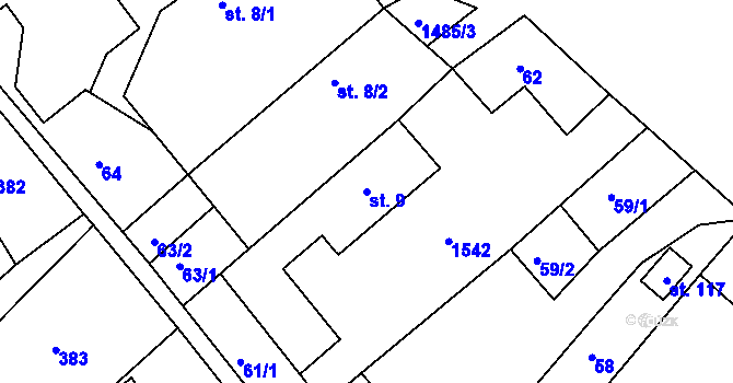 Parcela st. 9 v KÚ Čachotín, Katastrální mapa
