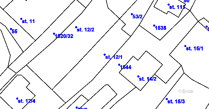 Parcela st. 12/1 v KÚ Čachotín, Katastrální mapa