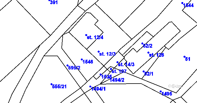 Parcela st. 12/3 v KÚ Čachotín, Katastrální mapa
