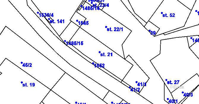 Parcela st. 21 v KÚ Čachotín, Katastrální mapa