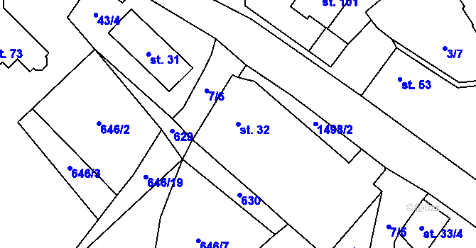 Parcela st. 32 v KÚ Čachotín, Katastrální mapa