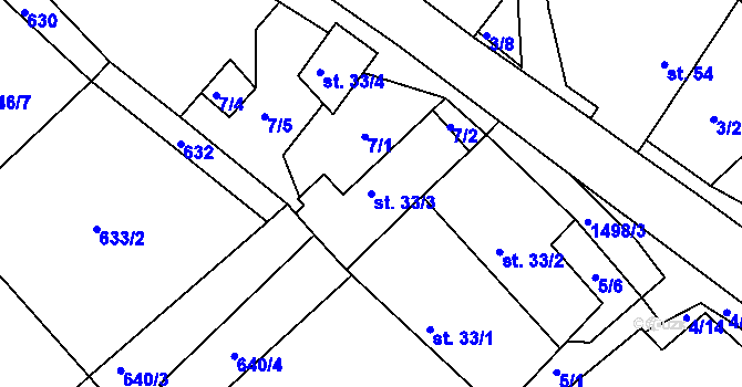 Parcela st. 33/3 v KÚ Čachotín, Katastrální mapa