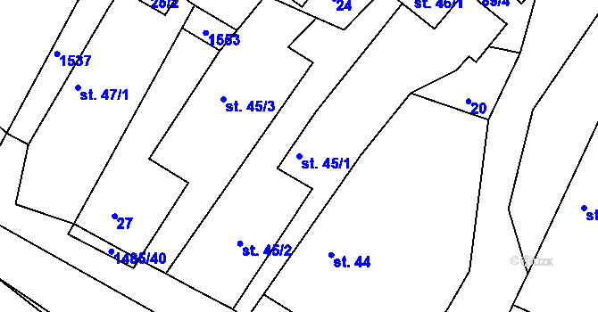 Parcela st. 45/1 v KÚ Čachotín, Katastrální mapa
