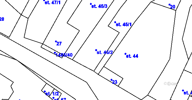 Parcela st. 45/2 v KÚ Čachotín, Katastrální mapa