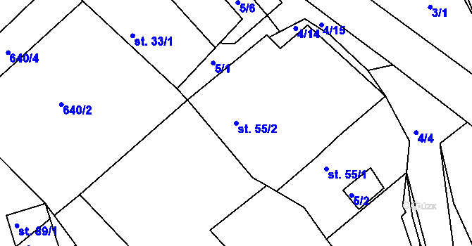 Parcela st. 55/2 v KÚ Čachotín, Katastrální mapa