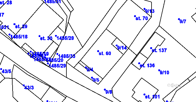 Parcela st. 60 v KÚ Čachotín, Katastrální mapa