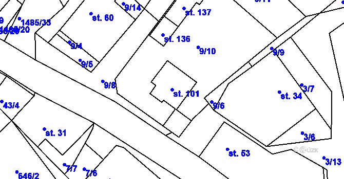 Parcela st. 101 v KÚ Čachotín, Katastrální mapa