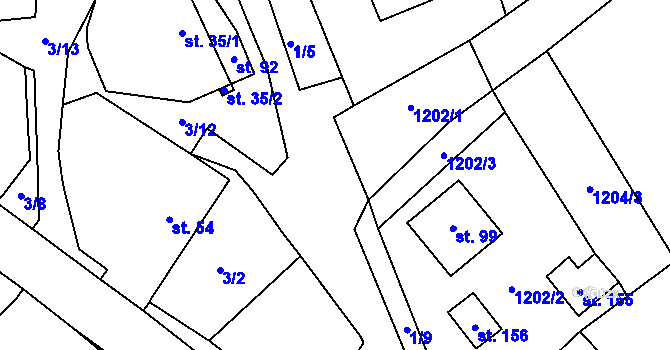 Parcela st. 1/4 v KÚ Čachotín, Katastrální mapa