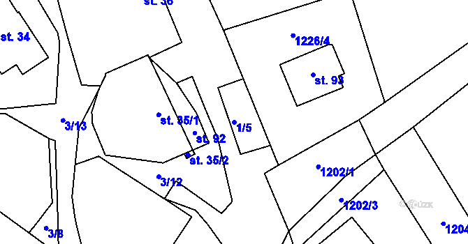 Parcela st. 1/5 v KÚ Čachotín, Katastrální mapa