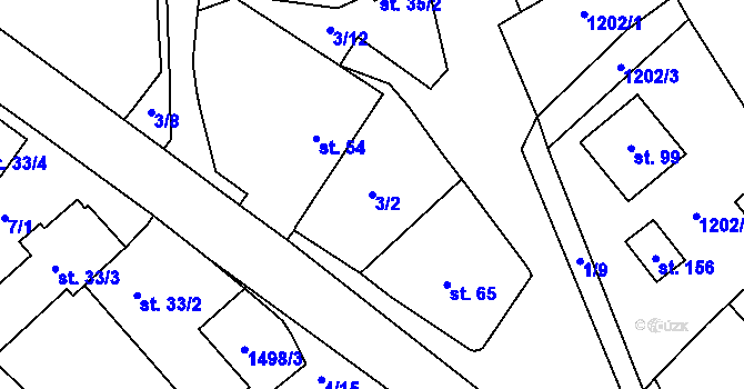 Parcela st. 3/2 v KÚ Čachotín, Katastrální mapa