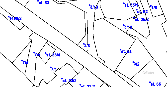 Parcela st. 3/8 v KÚ Čachotín, Katastrální mapa