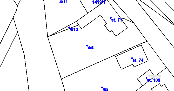 Parcela st. 4/6 v KÚ Čachotín, Katastrální mapa