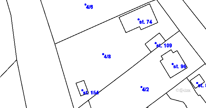Parcela st. 4/8 v KÚ Čachotín, Katastrální mapa