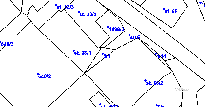 Parcela st. 5/1 v KÚ Čachotín, Katastrální mapa