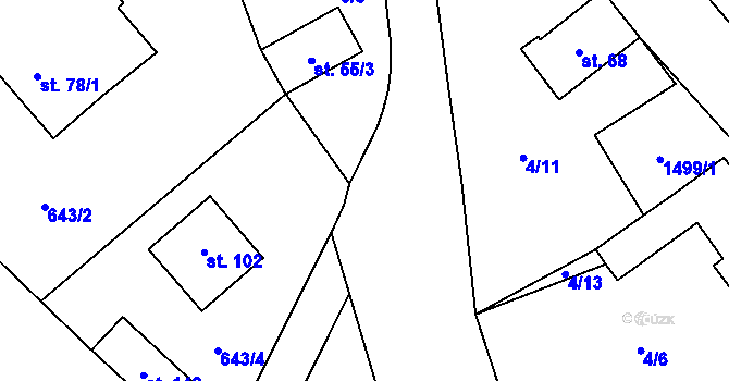 Parcela st. 5/4 v KÚ Čachotín, Katastrální mapa