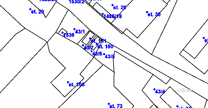 Parcela st. 43/5 v KÚ Čachotín, Katastrální mapa