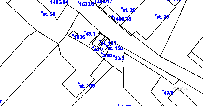 Parcela st. 43/6 v KÚ Čachotín, Katastrální mapa