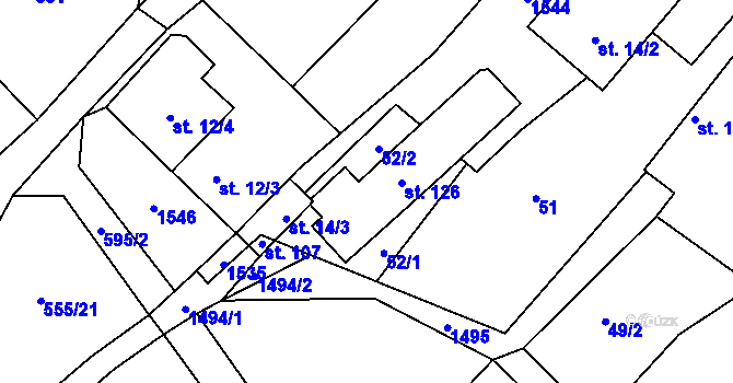 Parcela st. 52 v KÚ Čachotín, Katastrální mapa