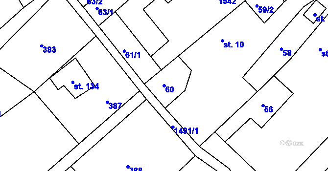 Parcela st. 60 v KÚ Čachotín, Katastrální mapa