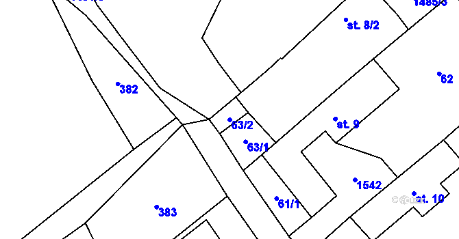 Parcela st. 63/2 v KÚ Čachotín, Katastrální mapa