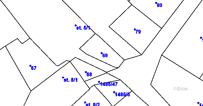 Parcela st. 69 v KÚ Čachotín, Katastrální mapa