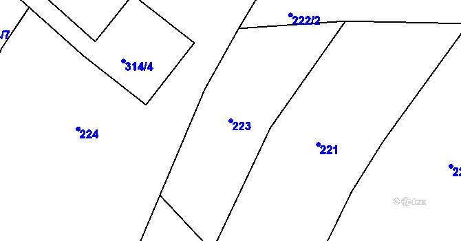 Parcela st. 223 v KÚ Čachotín, Katastrální mapa