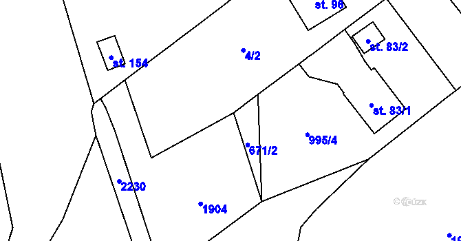 Parcela st. 671/7 v KÚ Čachotín, Katastrální mapa