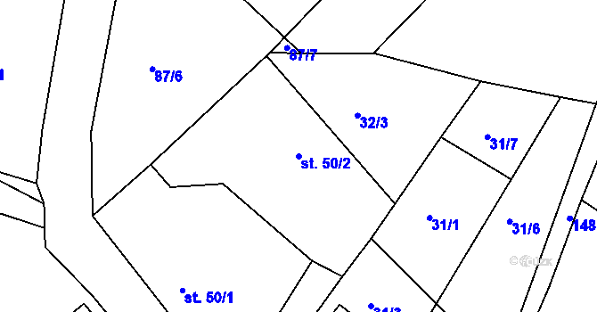 Parcela st. 50/2 v KÚ Čachotín, Katastrální mapa
