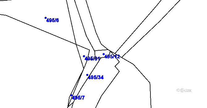 Parcela st. 495/12 v KÚ Čachotín, Katastrální mapa