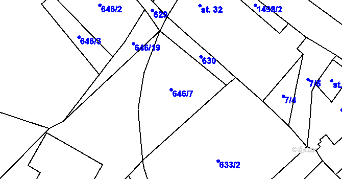 Parcela st. 646/7 v KÚ Čachotín, Katastrální mapa