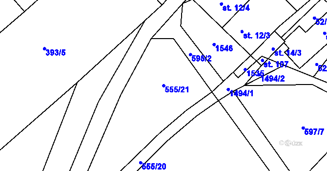 Parcela st. 555/21 v KÚ Čachotín, Katastrální mapa