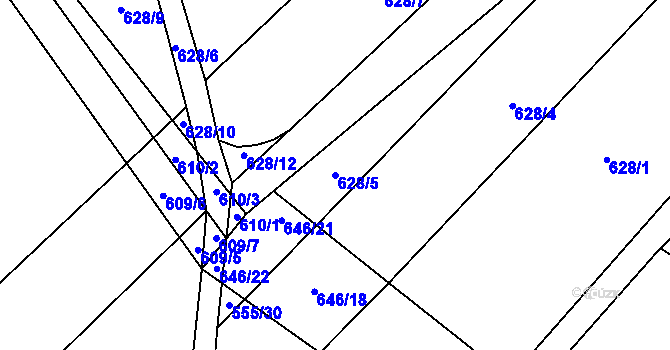 Parcela st. 628/5 v KÚ Čachotín, Katastrální mapa