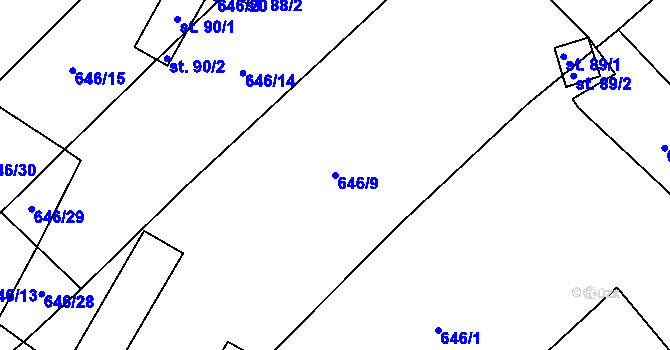 Parcela st. 646/9 v KÚ Čachotín, Katastrální mapa