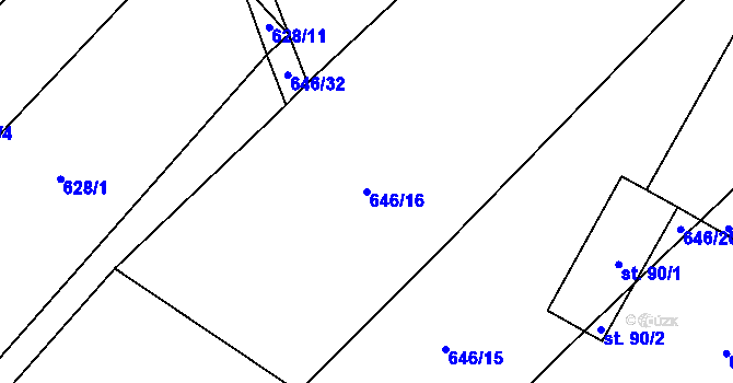 Parcela st. 646/16 v KÚ Čachotín, Katastrální mapa