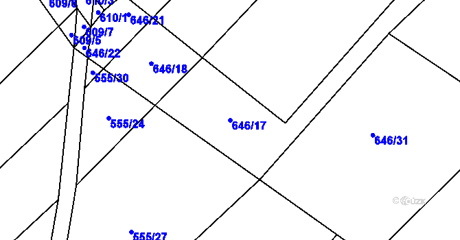 Parcela st. 646/17 v KÚ Čachotín, Katastrální mapa