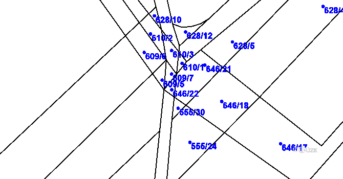 Parcela st. 646/22 v KÚ Čachotín, Katastrální mapa