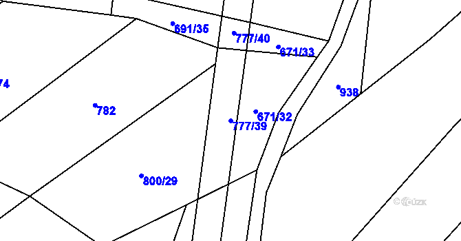 Parcela st. 777/39 v KÚ Čachotín, Katastrální mapa
