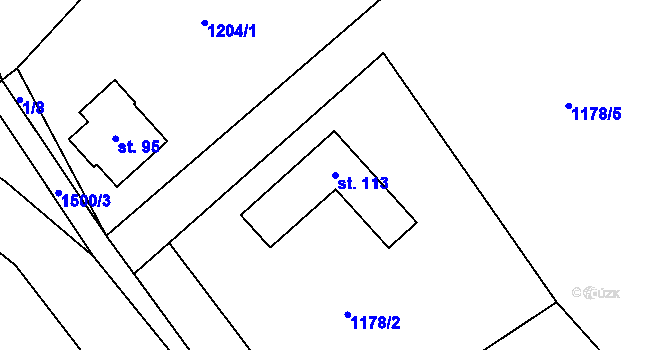Parcela st. 113 v KÚ Čachotín, Katastrální mapa