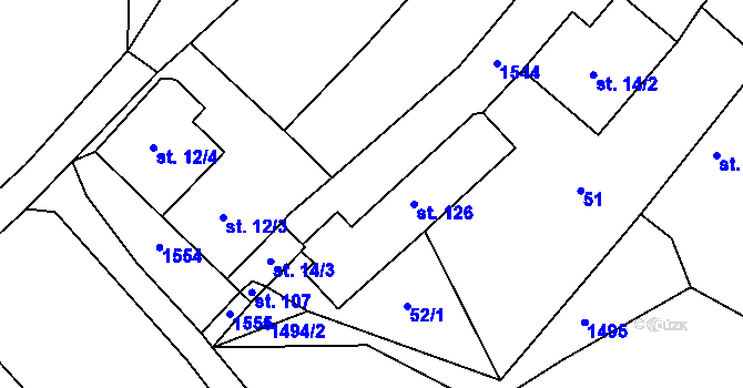 Parcela st. 52/2 v KÚ Čachotín, Katastrální mapa