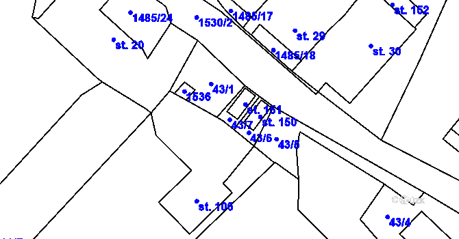 Parcela st. 43/7 v KÚ Čachotín, Katastrální mapa