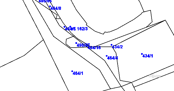 Parcela st. 464/16 v KÚ Čachotín, Katastrální mapa