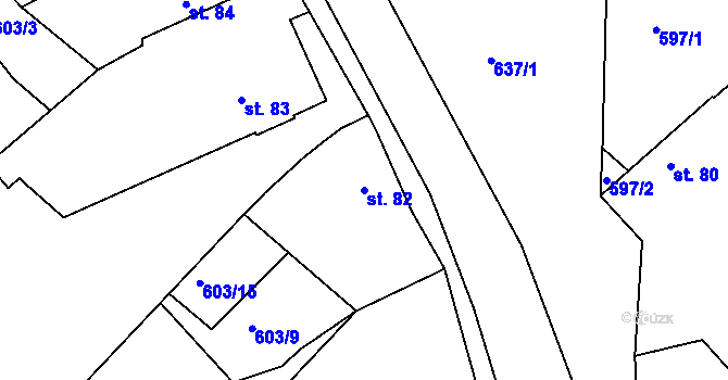 Parcela st. 82 v KÚ Čachovice, Katastrální mapa