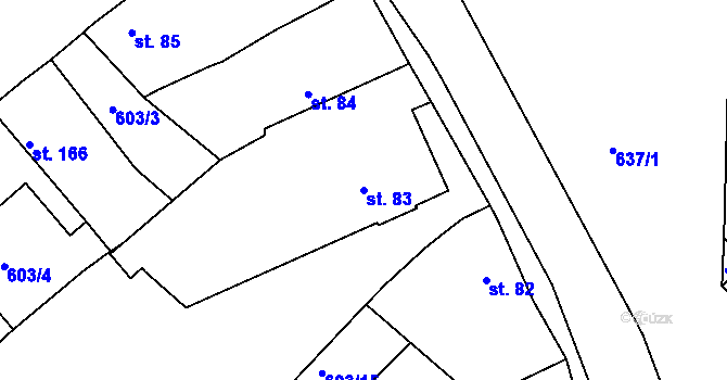 Parcela st. 83 v KÚ Čachovice, Katastrální mapa