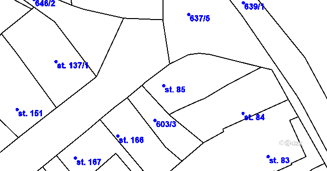Parcela st. 85 v KÚ Čachovice, Katastrální mapa
