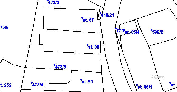 Parcela st. 88 v KÚ Čachovice, Katastrální mapa