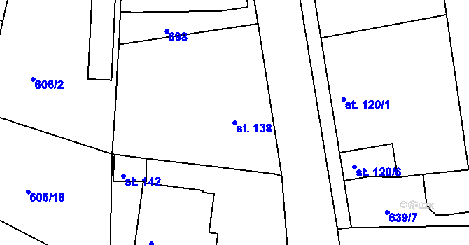 Parcela st. 138 v KÚ Čachovice, Katastrální mapa