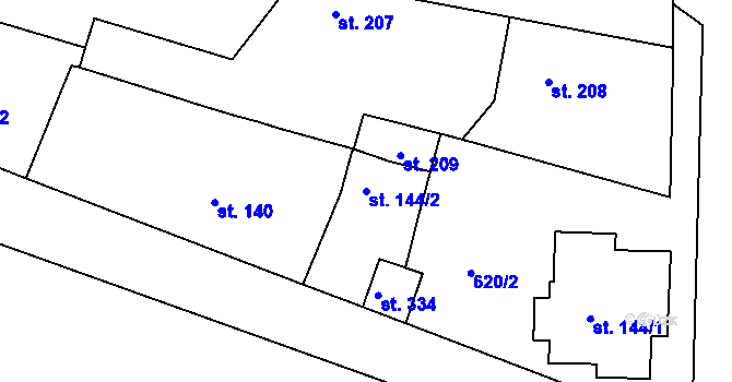 Parcela st. 144/2 v KÚ Čachovice, Katastrální mapa