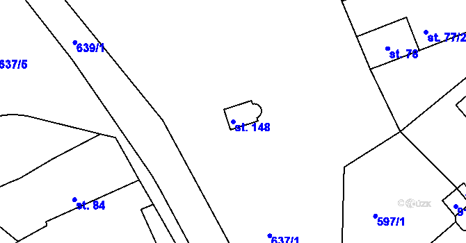 Parcela st. 148 v KÚ Čachovice, Katastrální mapa