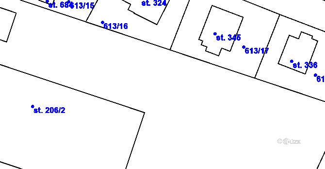 Parcela st. 206/13 v KÚ Čachovice, Katastrální mapa